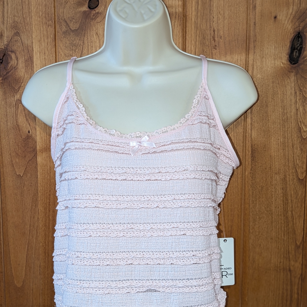 Pink Lace Trimmed Women's Top